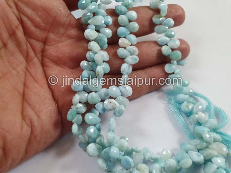 Larimar Faceted Pear Beads