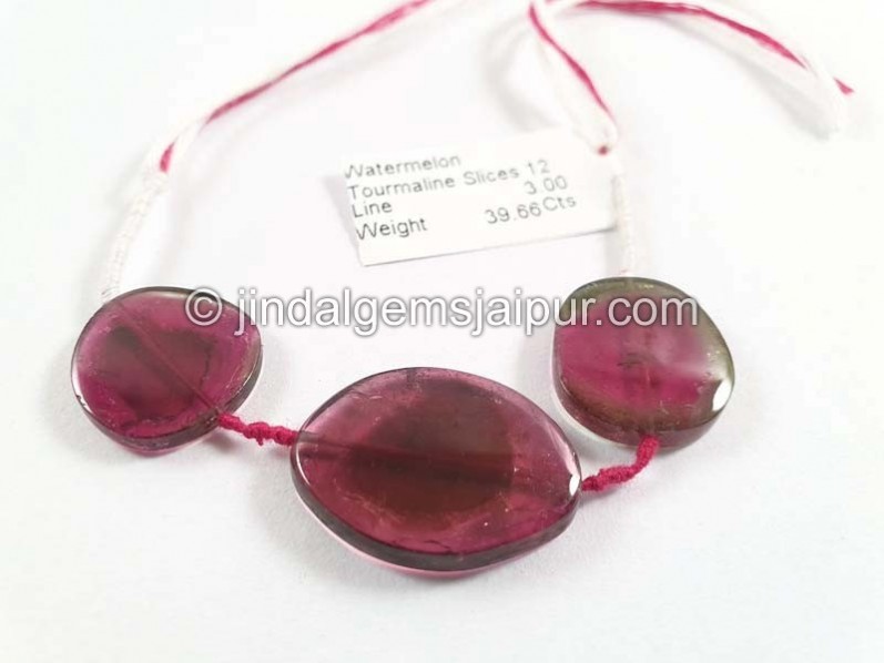 Watermelon Tourmaline Smooth Slices Beads