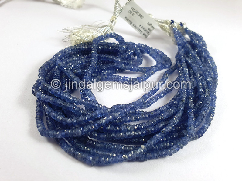 Blue Sapphire Burma Faceted Roundelle Shape Beads