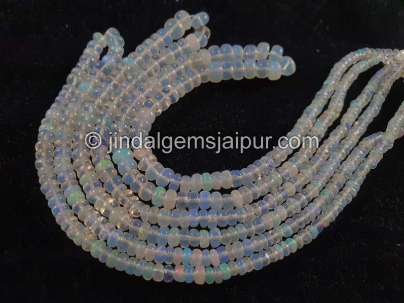 White Ethiopian Opal Big Smooth Roundelle Beads