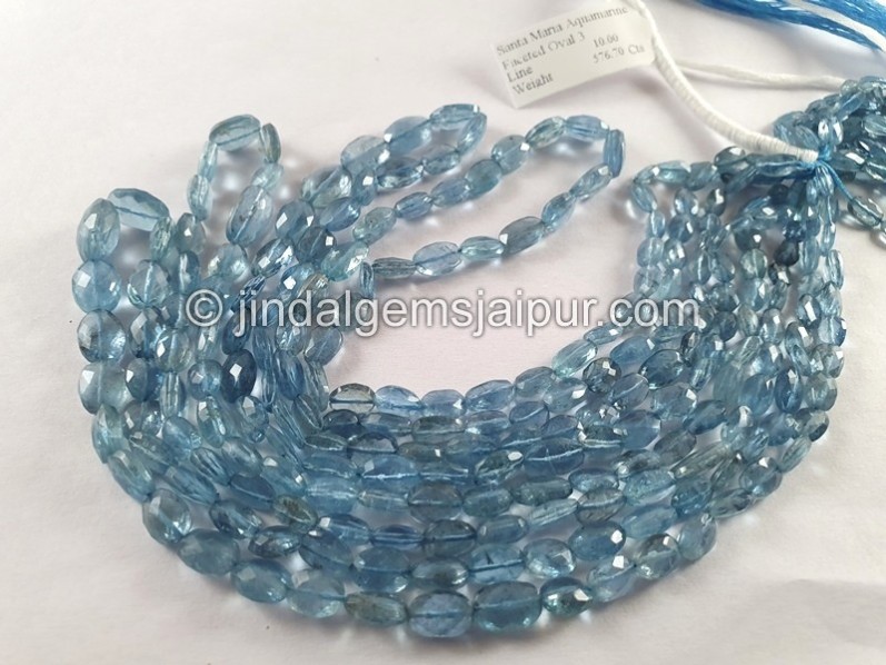 Santa Maria Aquamarine Faceted Oval Beads