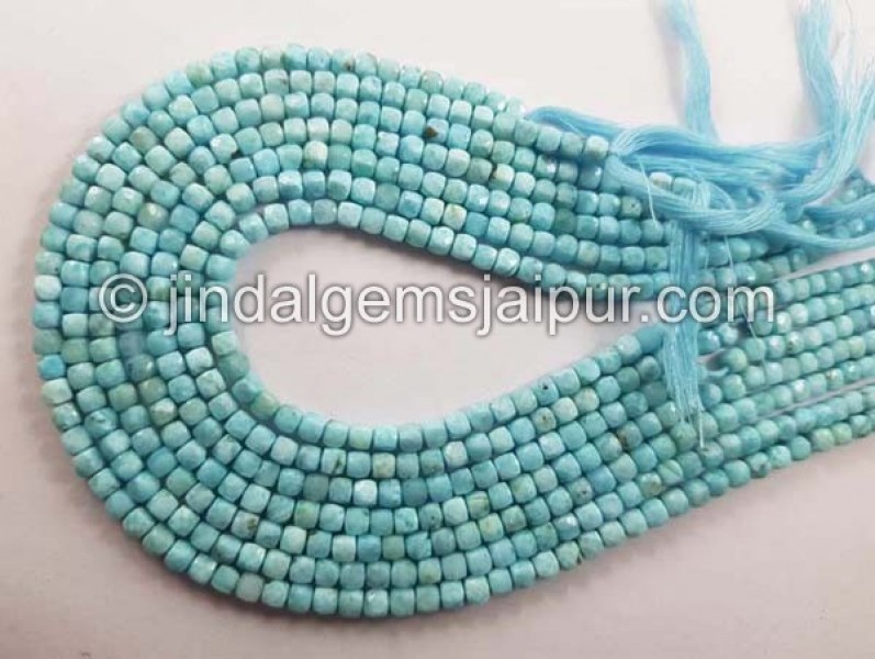 Larimar Faceted Cube Shape Beads