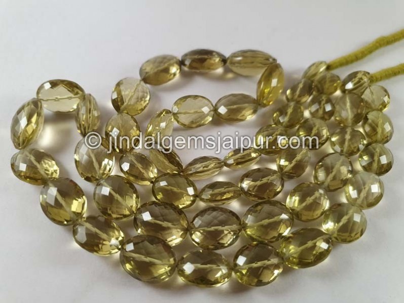 Olive Quartz Faceted Oval Nuggets Beads