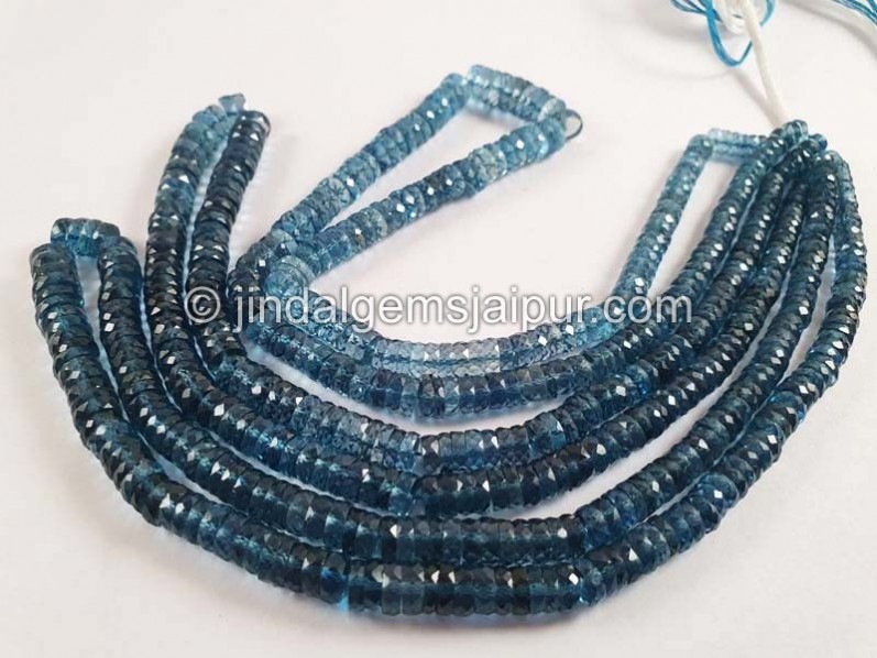 London Blue Topaz Faceted Tyre Shape Beads