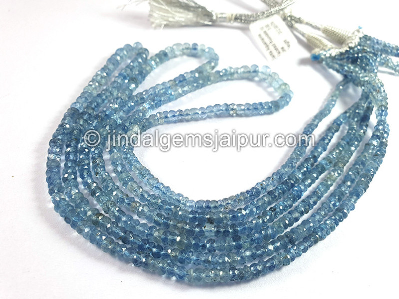 Santa Aquamarine Faceted Roundelle Shape Beads