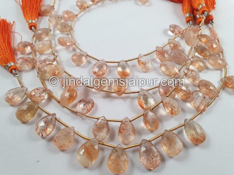 Sunstone Faceted Pear Beads