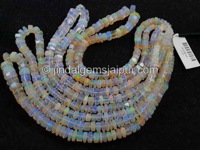 White Ethiopian Step Cut Bolt Beads