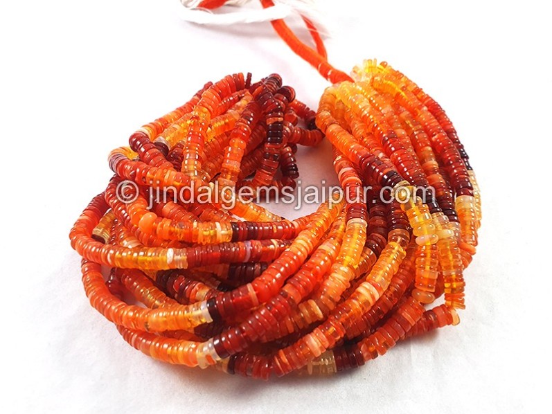 Fire Opal Smooth Tyre Shape Small Beads