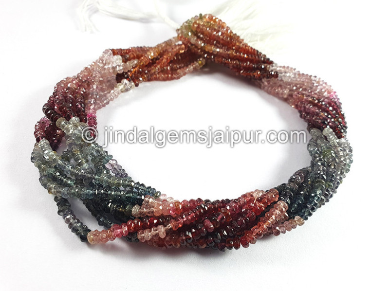 Multi Spinel Faceted Roundelle Shape Beads