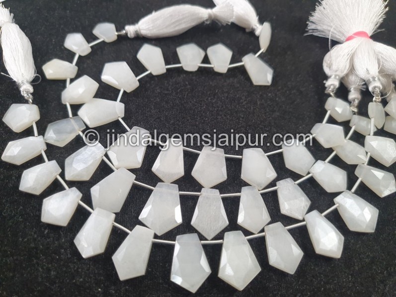 White Moonstone Faceted Shield Beads