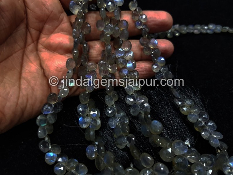 Labradorite Faceted Heart Beads