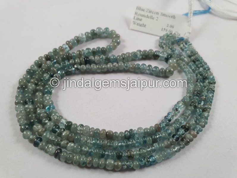 Blue Zircon Smooth Roundelle Shape Beads