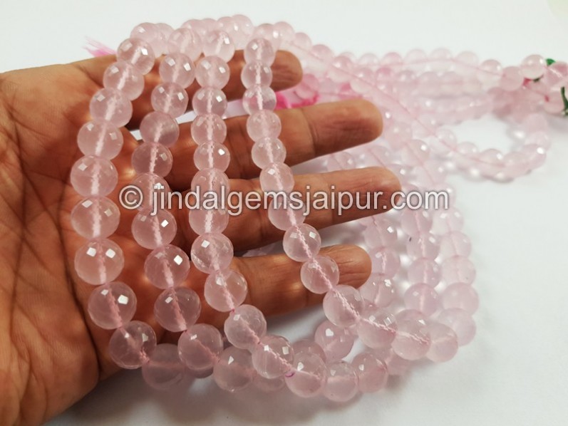 Rose Quartz Far Faceted Round Beads