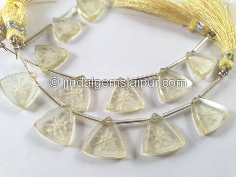 Lemon Quartz Carved Triangle Beads