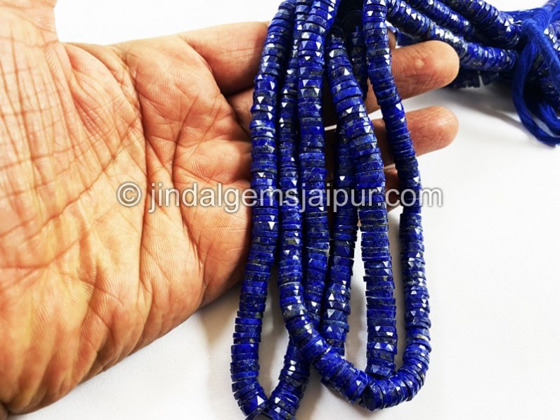 Lapis Faceted Tyre Beads