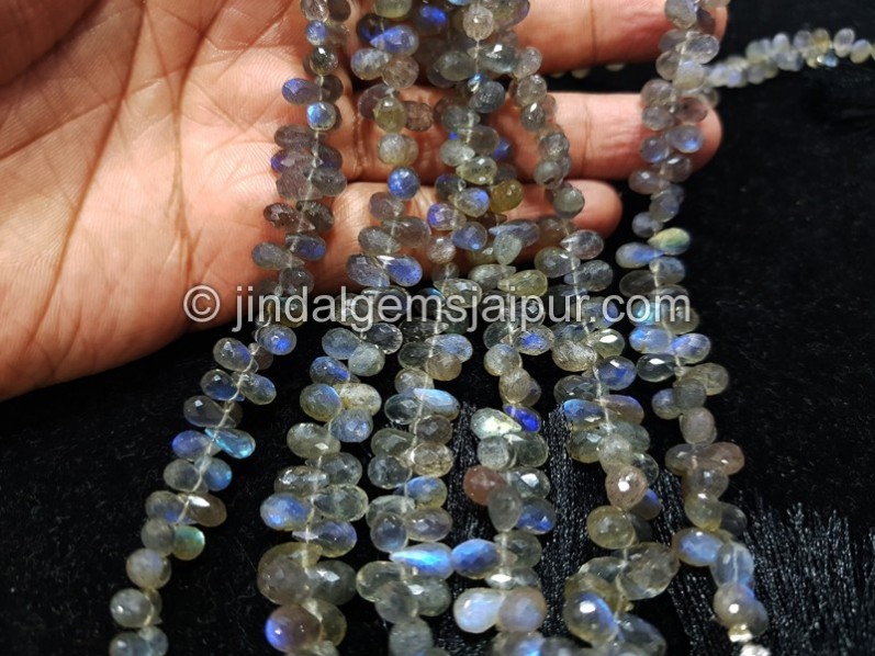 Labradorite Faceted Drops Beads