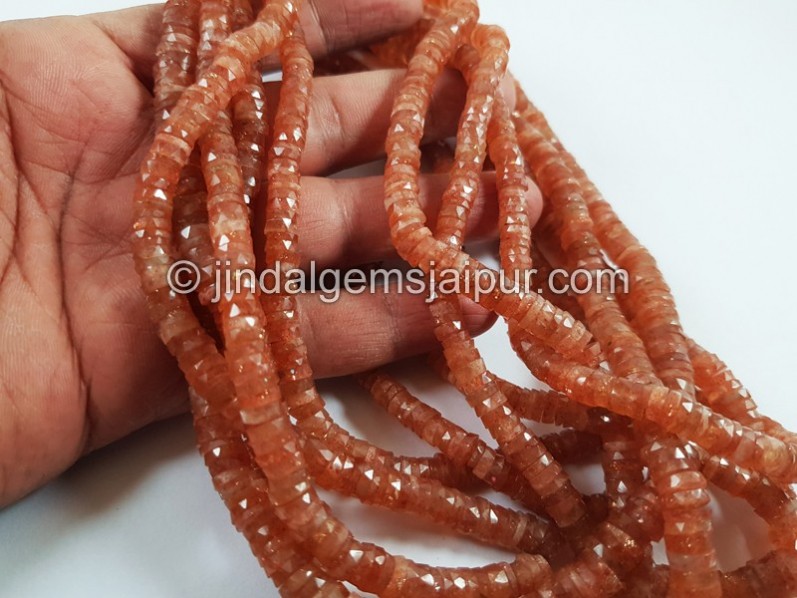 Sunstone Faceted Tyre Beads