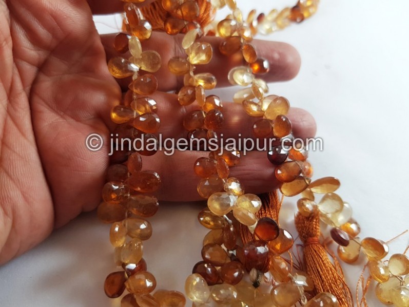 Hessonite Faceted Pear  Beads