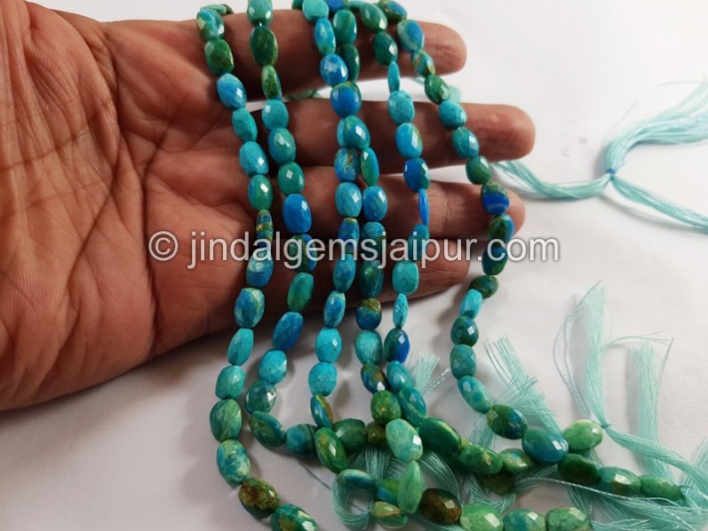 Natural  Blue Opalina Shaded  Faceted Oval Beads