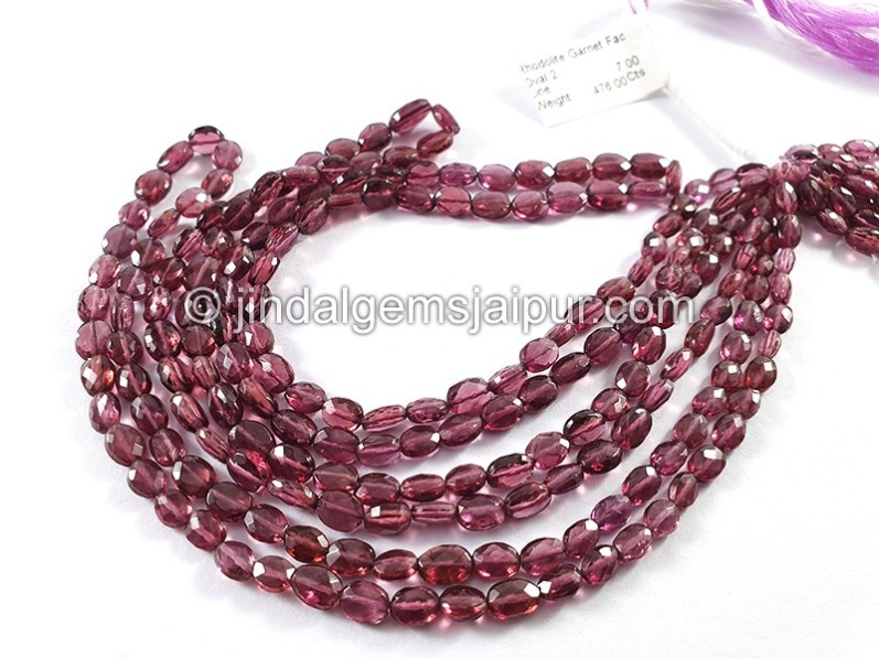 Rhodolite Garnet Faceted Oval Shape Beads