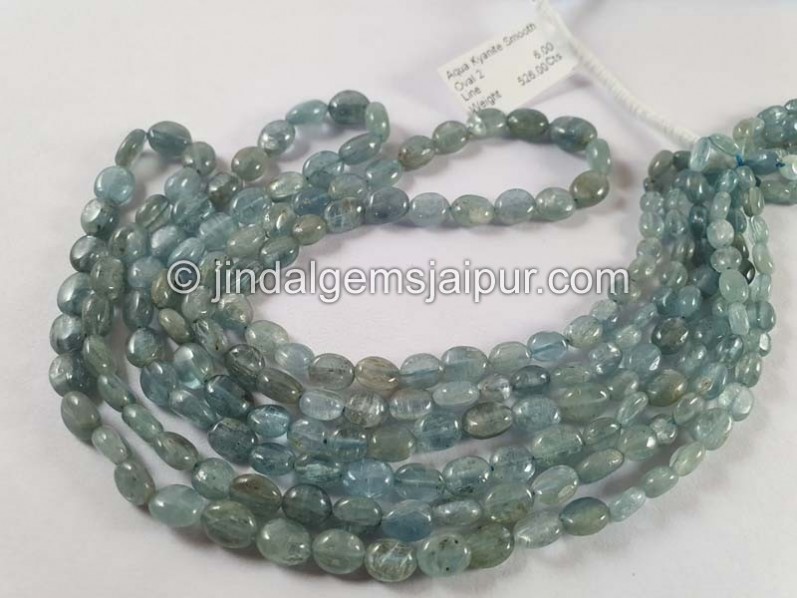 Aqua Kyanite Smooth Oval Beads