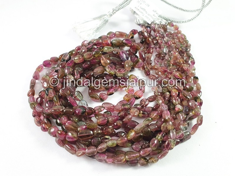 Bi Color Tourmaline Smooth Nuggets Shape Beads