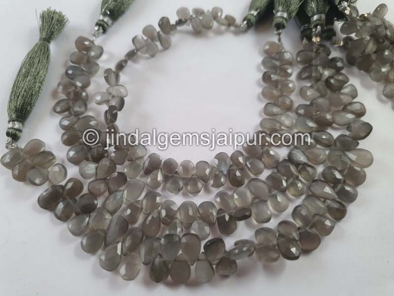 Grey Moonstone Faceted Pear Beads