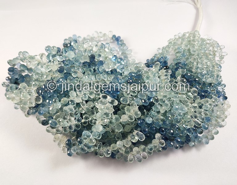 Santa Maria Aquamarine Shaded Faceted Drops Shape Beads