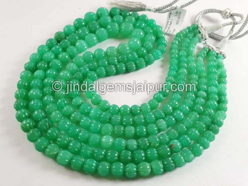 Chrysoprase Carved Pumpkin Balls Beads