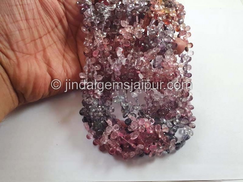 Multi Spinel Faceted Pear Beads