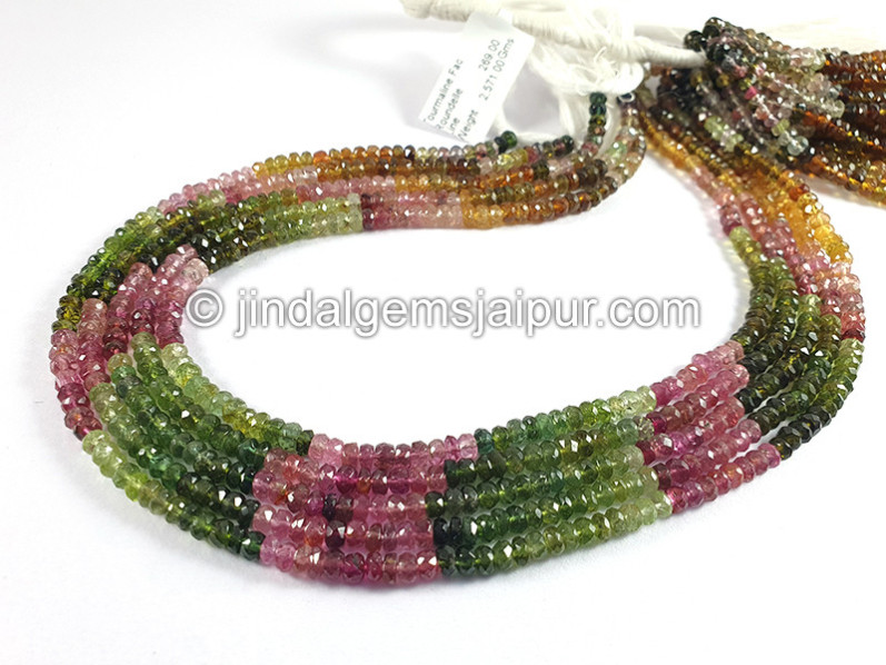 Tourmaline Faceted Roundelle Shape Beads