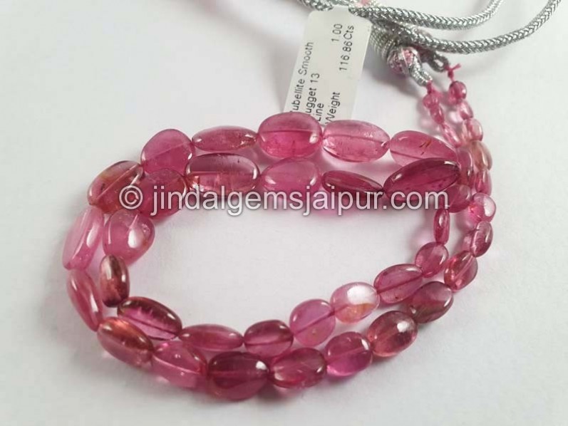 Rubellite Tourmaline Smooth Nuggets Beads