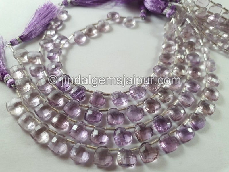 Pink Amethyst Faceted Fancy Heart Beads