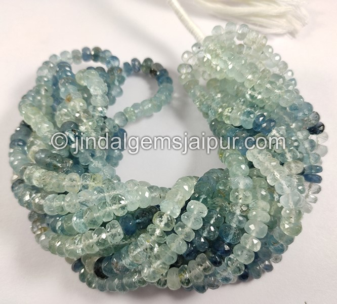 Santa Maria Aquamarine Shaded Faceted Roundelle Shape Big Beads