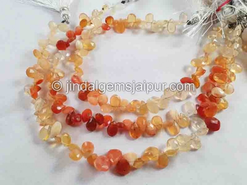 Fire Opal Faceted Pear Beads