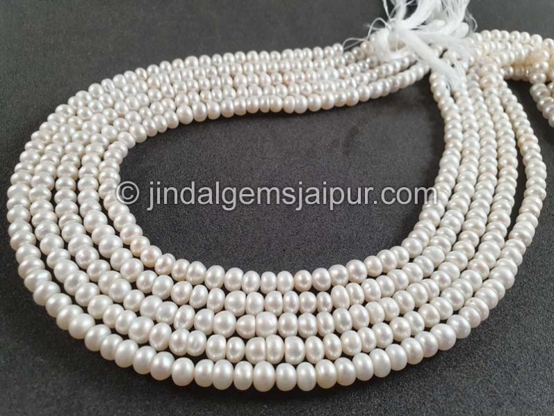 White Pearl Smooth Roundelle Beads