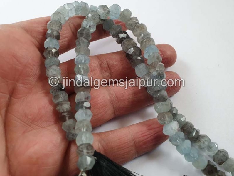 Moss Aquamarine Old Cut Roundelle Beads