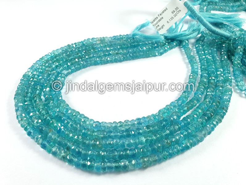 Apatite Faceted Roundelle Shape Beads