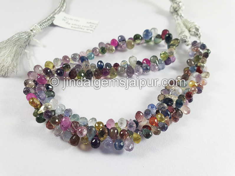 Multi Sapphire Faceted Drops Shape Big Beads