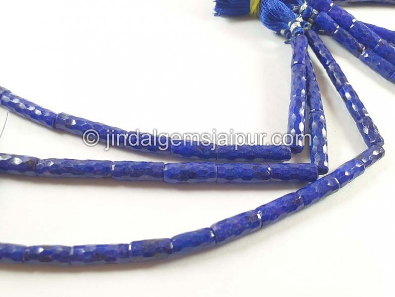 Lapis Concave Cut Pipe Beads