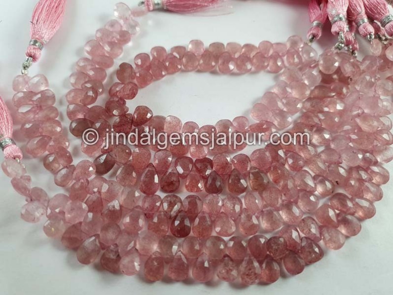 Strawberry Quartz Faceted Pear Beads