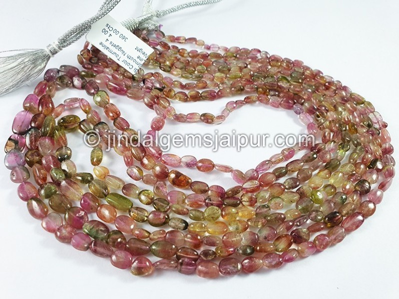 Bi Color Tourmaline Smooth Nuggets Shape Beads