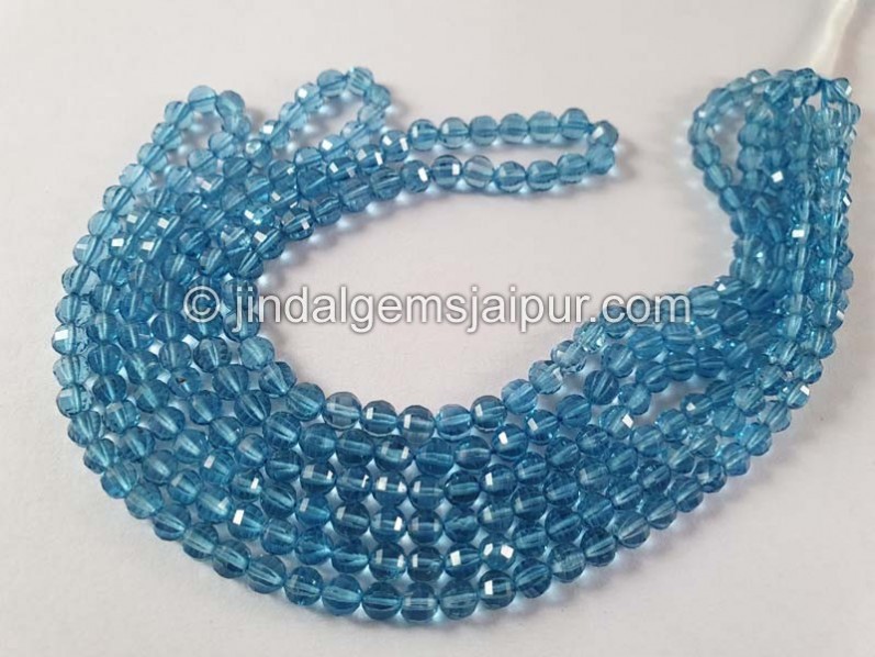 Swiss Blue Topaz Step Cut Round Beads