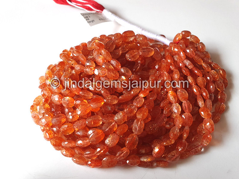 Sunstone Faceted Oval Shape Beads