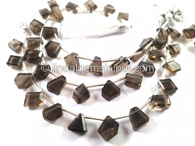 Smoky Quartz Shaded Faceted Fancy Nugget Beads