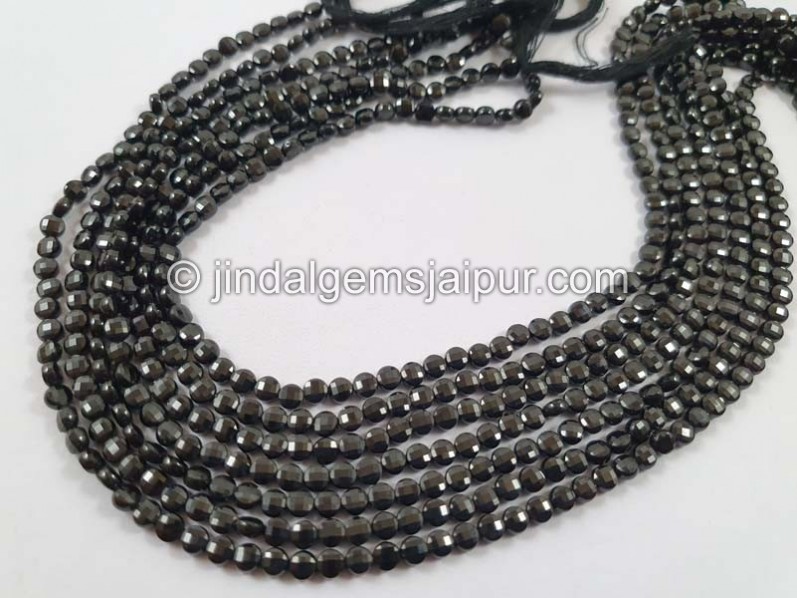 Black Spinel Faceted Coin Beads