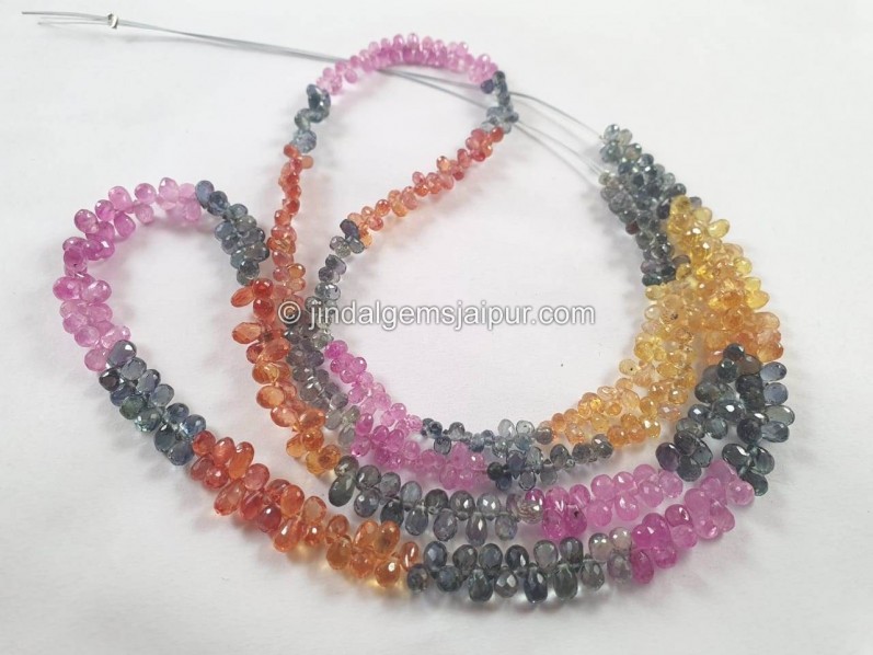 Natural Multi Sapphire Far Faceted Drop Beads