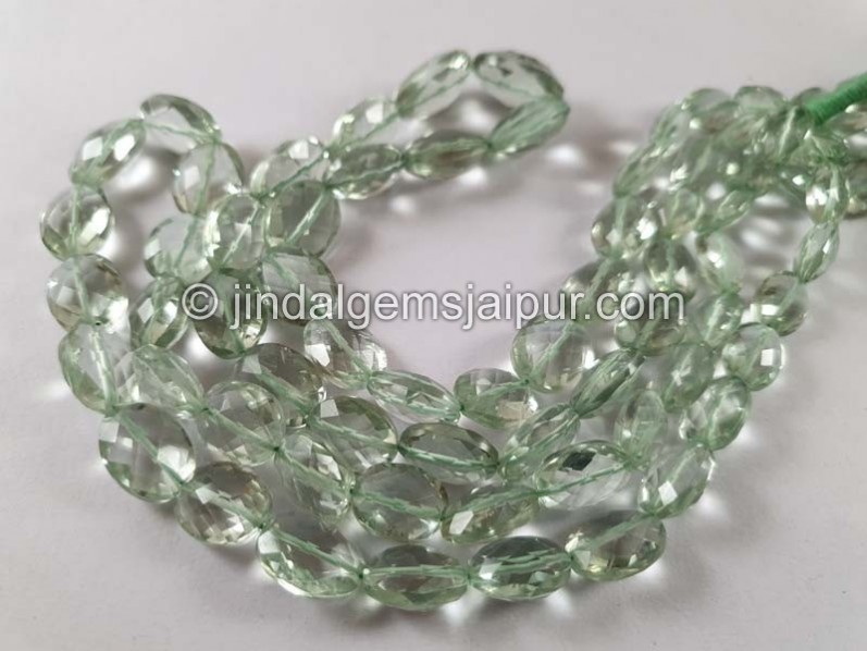 Green Amethyst Faceted Oval Nuggets Beads