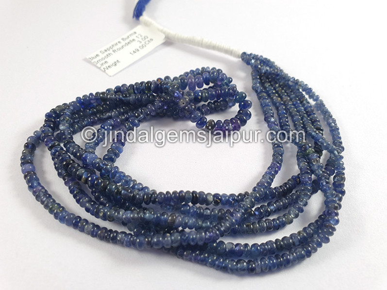 Blue Sapphire Burma Smooth Roundelle Shape Beads