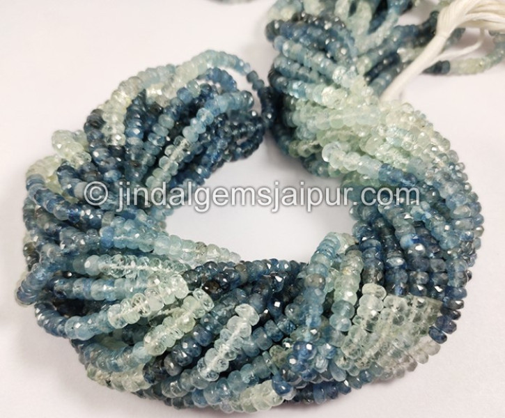 Santa Maria Aquamarine Shaded Faceted Roundelle Shape Beads